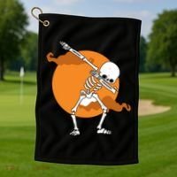 Dabbing Skeleton Halloween Moon Golf Towel thumb 1