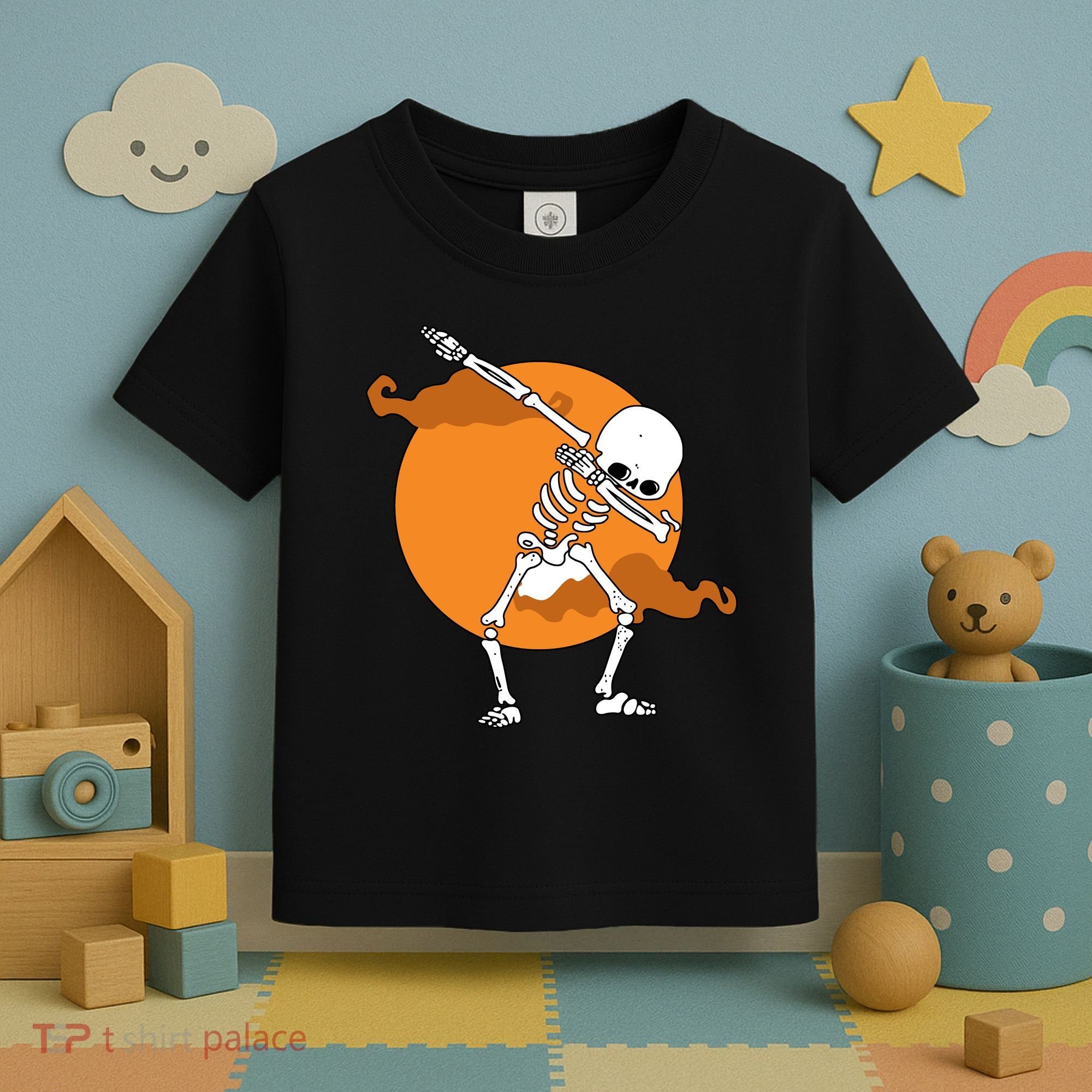 Dabbing Skeleton Halloween Moon Toddler T-Shirt