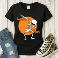 Dabbing Skeleton Halloween Moon Women's T-Shirt thumb 3