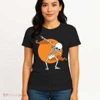 Dabbing Skeleton Halloween Moon Women's T-Shirt thumb 4