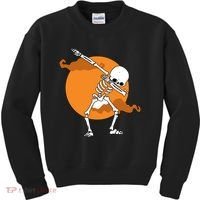 Dabbing Skeleton Halloween Moon Kids Sweatshirt thumb 0
