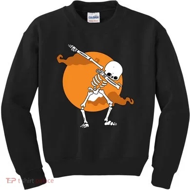 Dabbing Skeleton Halloween Moon Kids Sweatshirt