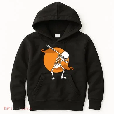 Dabbing Skeleton Halloween Moon Kids Hoodie