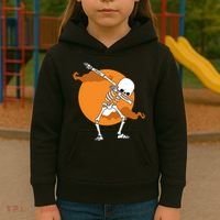 Dabbing Skeleton Halloween Moon Kids Hoodie thumb 3
