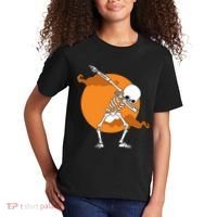 Dabbing Skeleton Halloween Moon Kids T-Shirt thumb 2