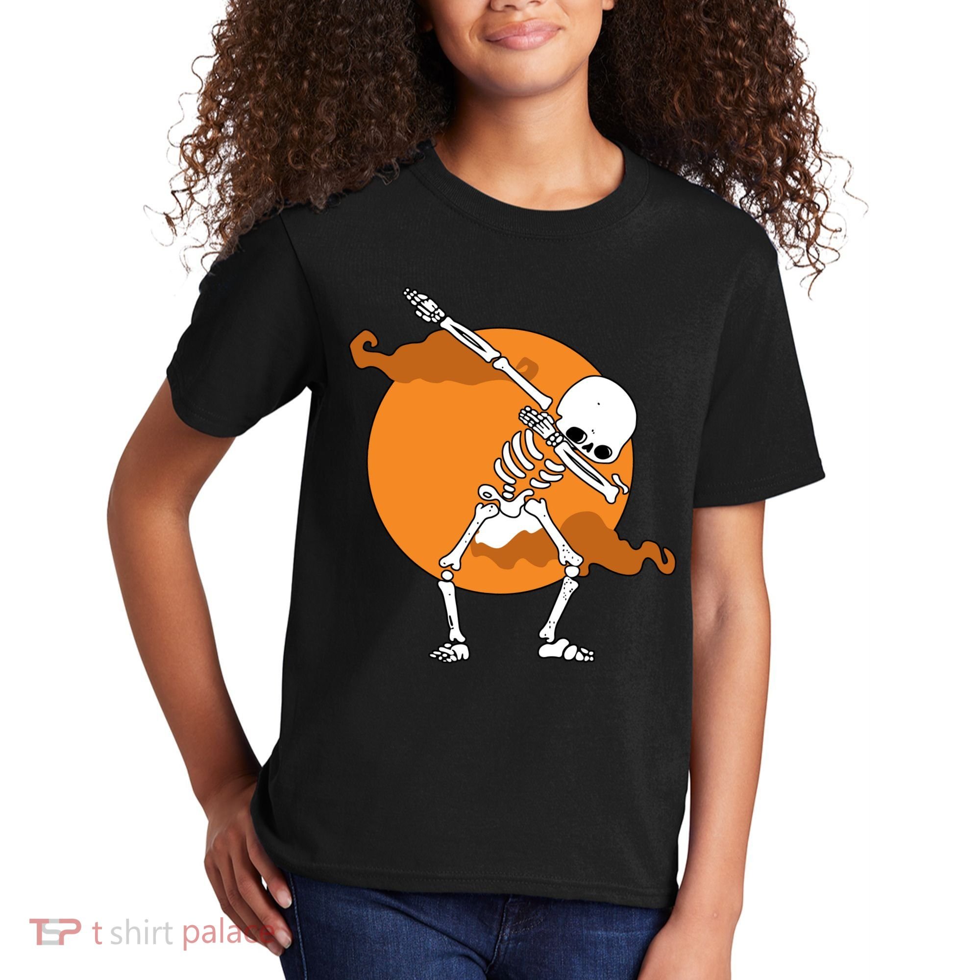Dabbing Skeleton Halloween Moon Kids T-Shirt