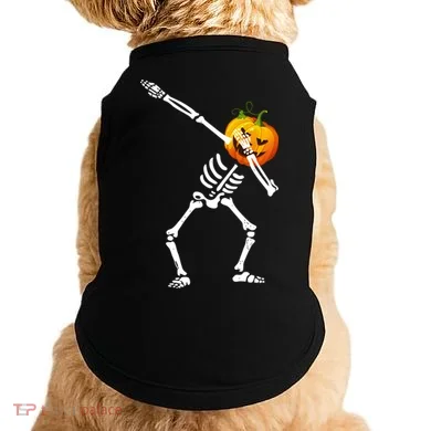 Dabbing Skeleton Pumpkin Face Halloween Doggie Tank