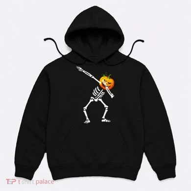 Dabbing Skeleton Pumpkin Face Halloween Hoodie