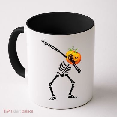 Dabbing Skeleton Pumpkin Face Halloween Coffee Mug