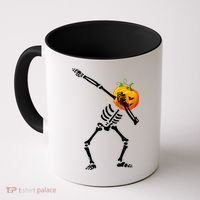 Dabbing Skeleton Pumpkin Face Halloween Coffee Mug thumb 0