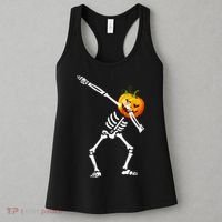 Dabbing Skeleton Pumpkin Face Halloween Women's Tank Top thumb 3