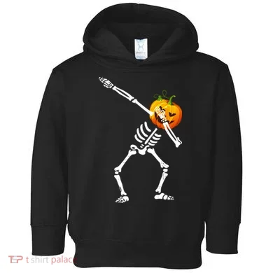 Dabbing Skeleton Pumpkin Face Halloween Toddler Hoodie