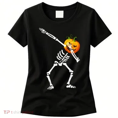 Dabbing Skeleton Pumpkin Face Halloween Women's T-Shirt