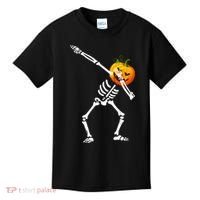 Dabbing Skeleton Pumpkin Face Halloween Kids T-Shirt thumb 0