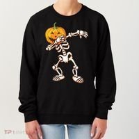 Dabbing Skeleton Pumpkin Head  Women's Sweatshirt thumb 0