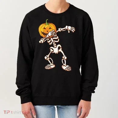 Dabbing Skeleton Pumpkin Head  Women's Sweatshirt