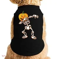 Dabbing Skeleton Pumpkin Head  Doggie Tank thumb 0