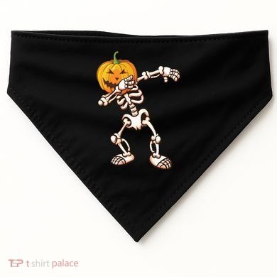 Dabbing Skeleton Pumpkin Head  USA-Made Doggie Bandana
