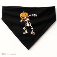 Dabbing Skeleton Pumpkin Head  USA-Made Doggie Bandana thumb 0