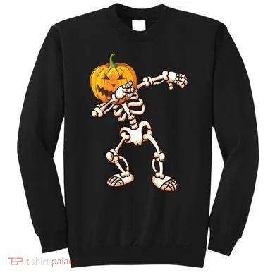 Dabbing Skeleton Pumpkin Head  Sweatshirt