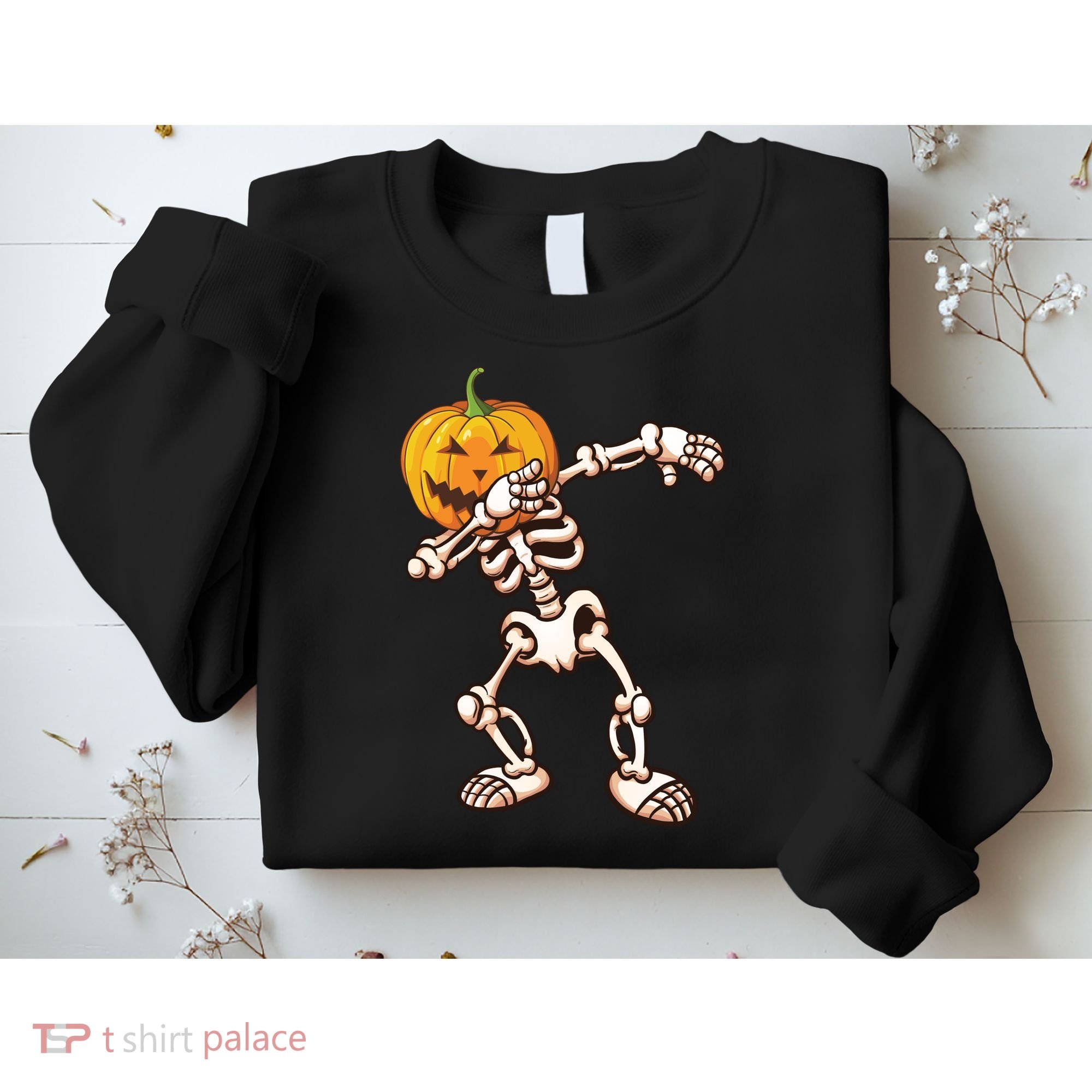 Dabbing Skeleton Pumpkin Head  Sweatshirt