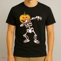 Dabbing Skeleton Pumpkin Head  T-Shirt thumb 3