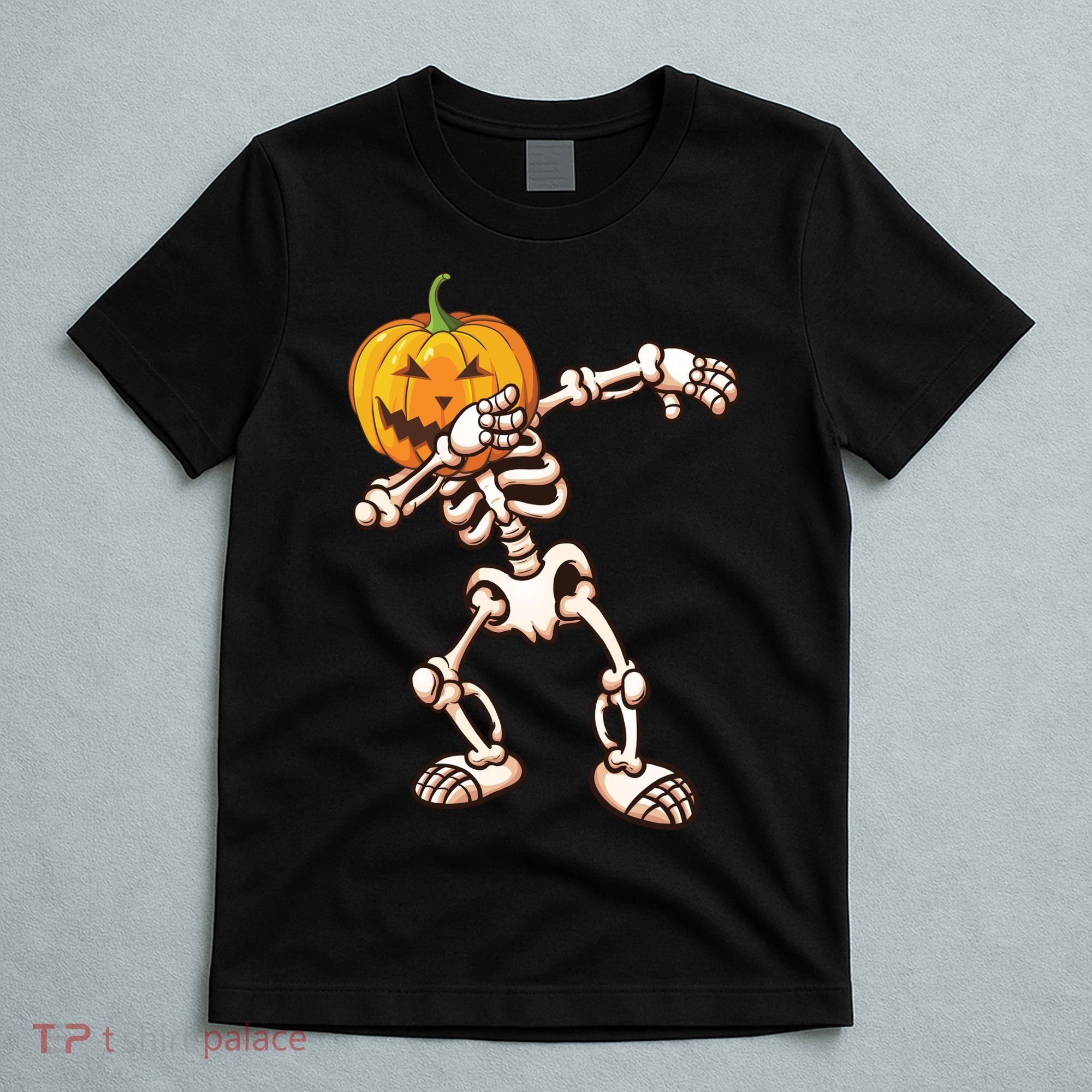 Dabbing Skeleton Pumpkin Head  T-Shirt