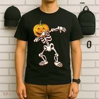 Dabbing Skeleton Pumpkin Head  T-Shirt thumb 6