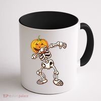 Dabbing Skeleton Pumpkin Head  Coffee Mug thumb 1