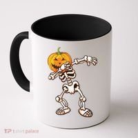 Dabbing Skeleton Pumpkin Head  Coffee Mug thumb 0