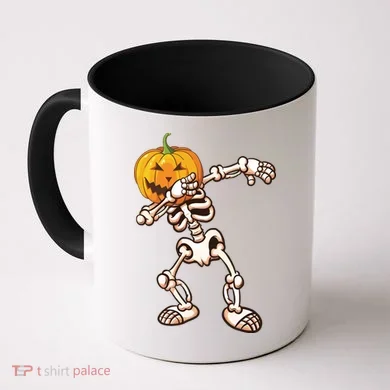 Dabbing Skeleton Pumpkin Head  Coffee Mug
