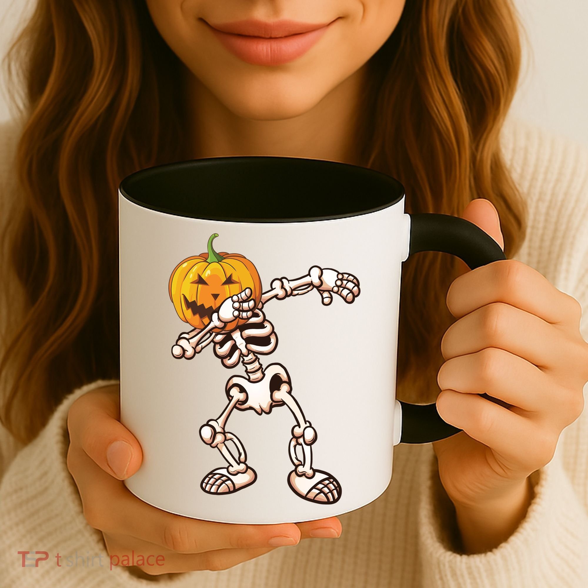 Dabbing Skeleton Pumpkin Head  Coffee Mug