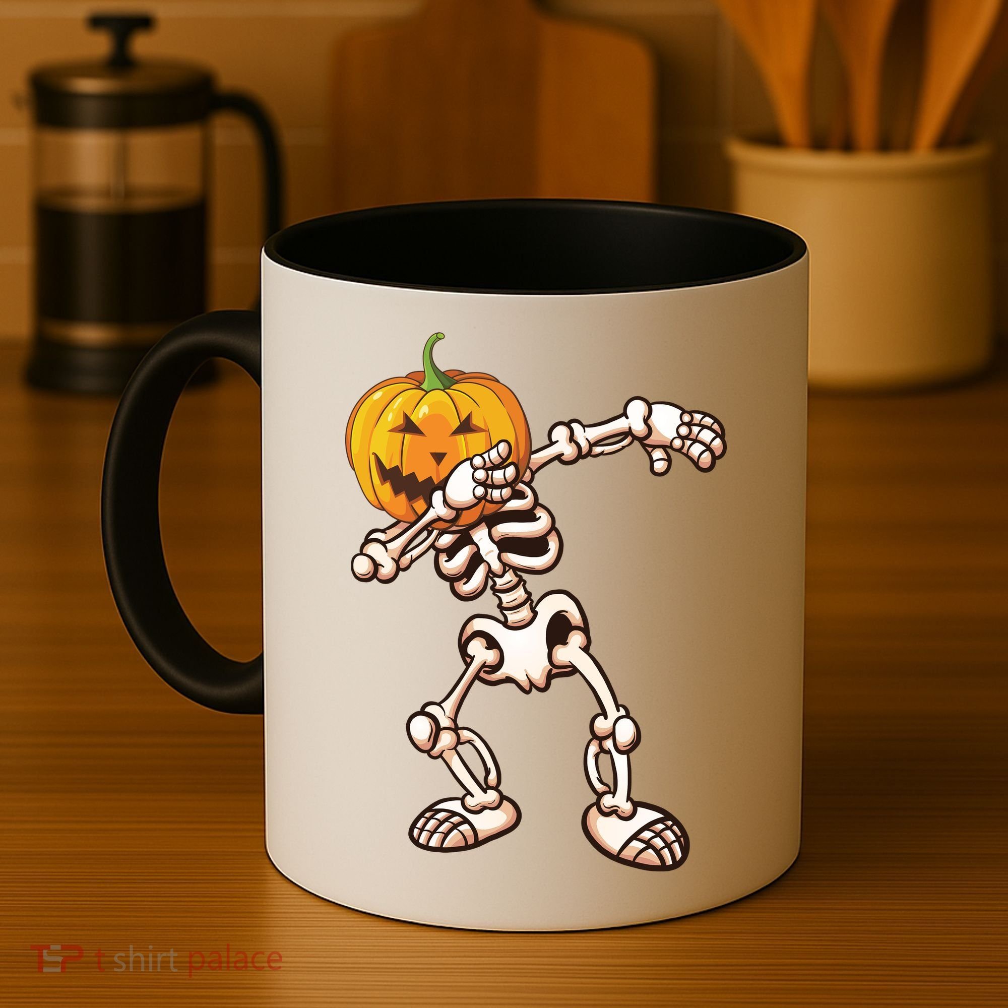 Dabbing Skeleton Pumpkin Head  Coffee Mug