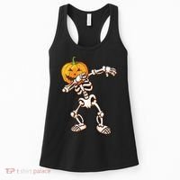 Dabbing Skeleton Pumpkin Head  Women's Tank Top thumb 0