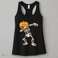Dabbing Skeleton Pumpkin Head  Women's Tank Top thumb 3
