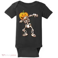 Dabbing Skeleton Pumpkin Head  Baby Bodysuit thumb 0