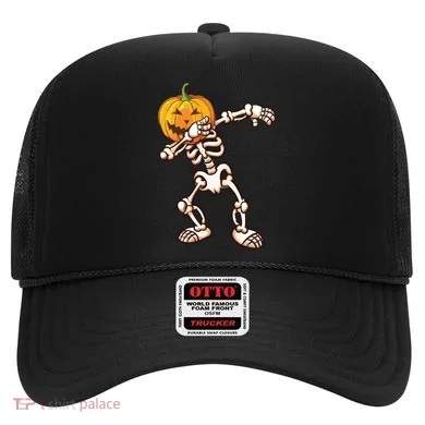 Dabbing Skeleton Pumpkin Head  Hat