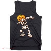 Dabbing Skeleton Pumpkin Head  Tank Top thumb 0
