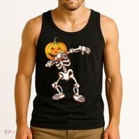 Dabbing Skeleton Pumpkin Head  Tank Top thumb 3