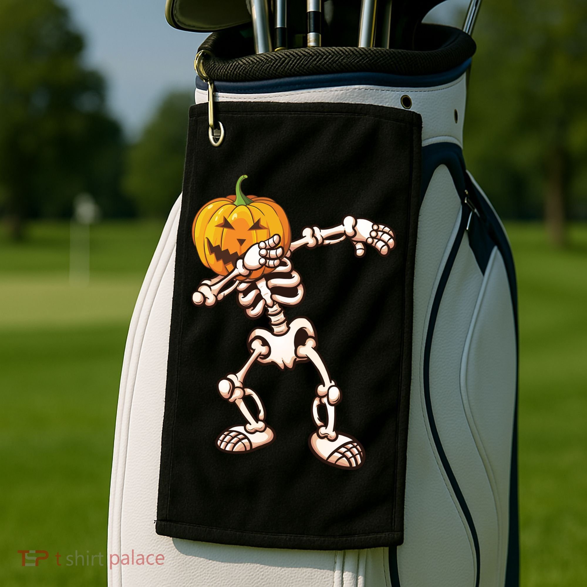 Dabbing Skeleton Pumpkin Head  Golf Towel
