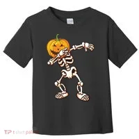 Dabbing Skeleton Pumpkin Head  Toddler T-Shirt thumb 0