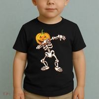 Dabbing Skeleton Pumpkin Head  Toddler T-Shirt thumb 2
