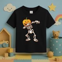 Dabbing Skeleton Pumpkin Head  Toddler T-Shirt thumb 3