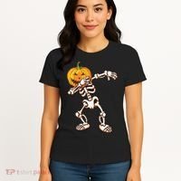 Dabbing Skeleton Pumpkin Head  Women's T-Shirt thumb 4