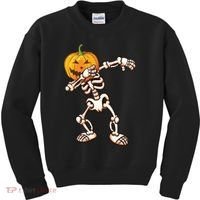 Dabbing Skeleton Pumpkin Head  Kids Sweatshirt thumb 0