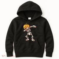 Dabbing Skeleton Pumpkin Head  Kids Hoodie thumb 0