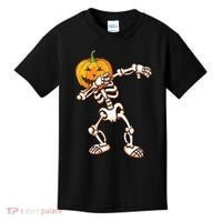 Dabbing Skeleton Pumpkin Head  Kids T-Shirt thumb 0