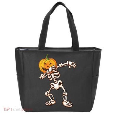 Dabbing Skeleton Pumpkin Head  Tote Bag