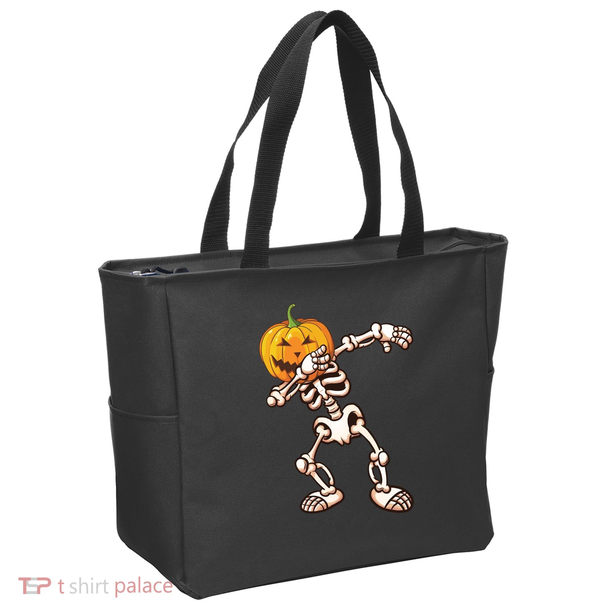 Dabbing Skeleton Pumpkin Head  Tote Bag