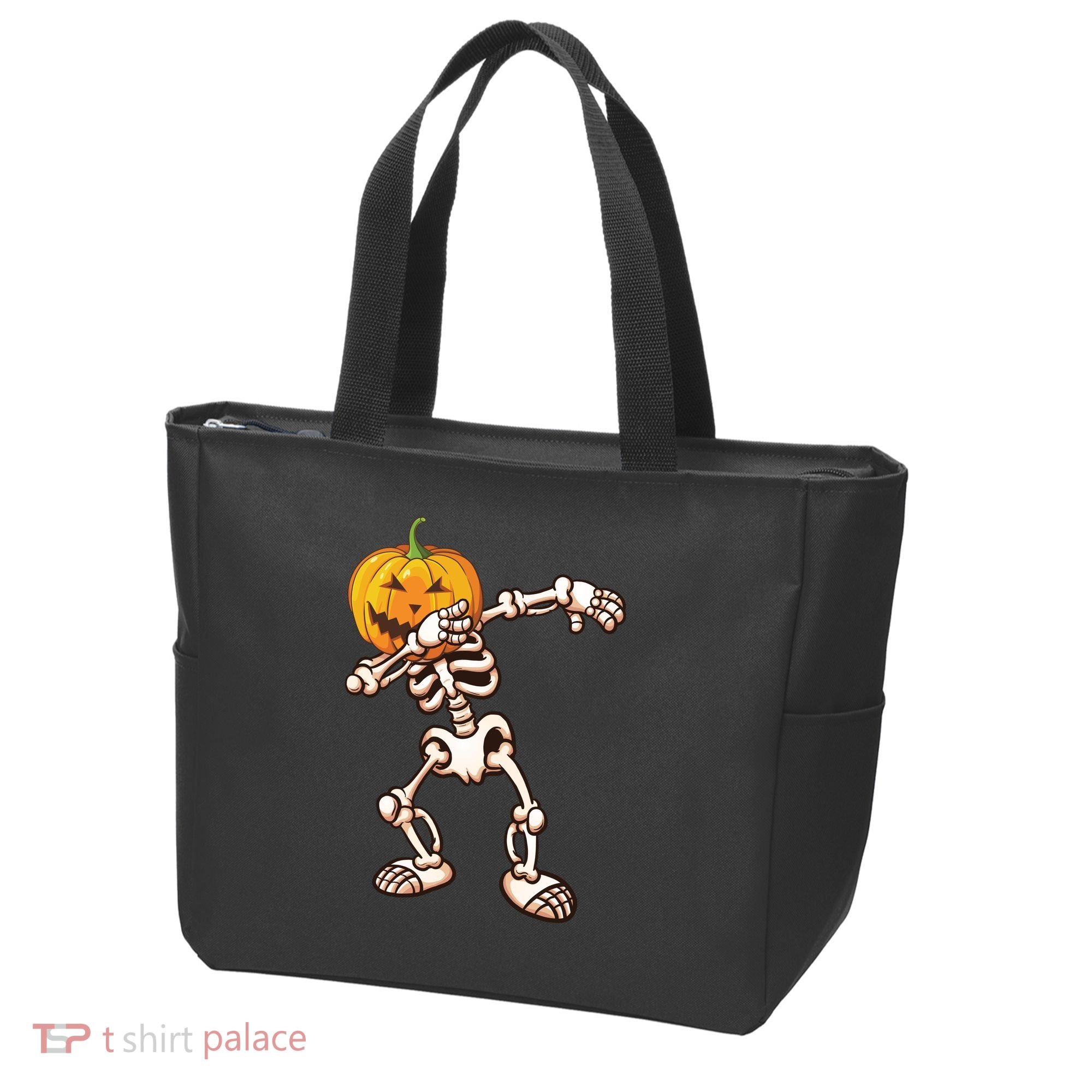 Dabbing Skeleton Pumpkin Head  Tote Bag